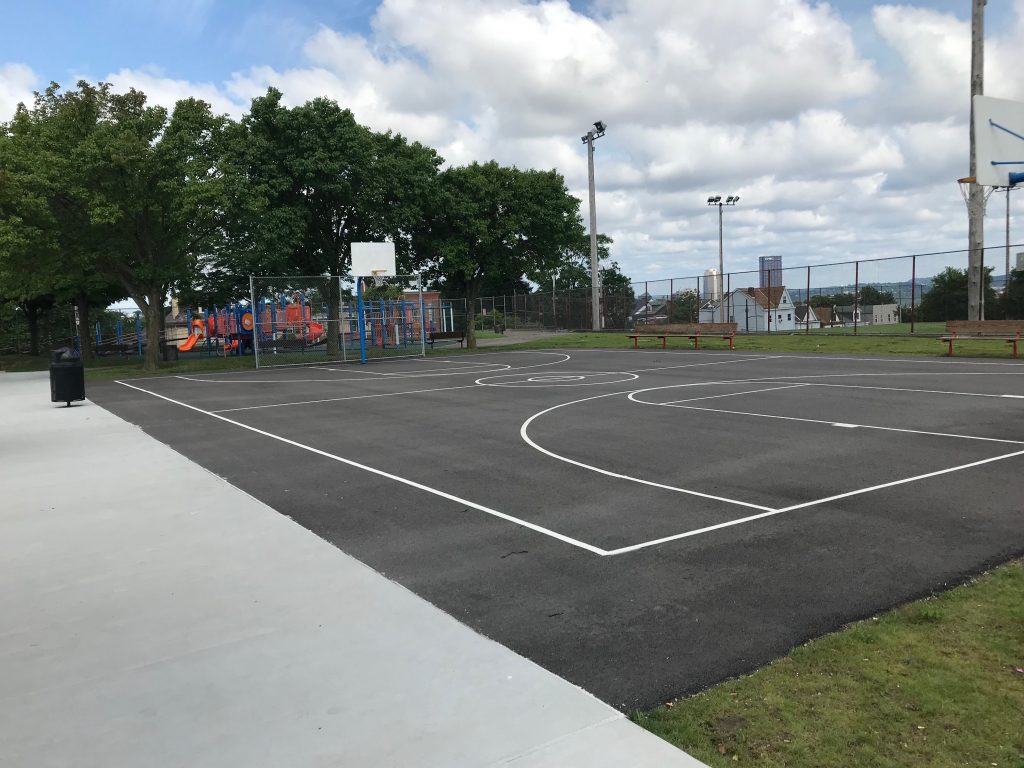 outdoor basketball court completed construction